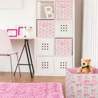 6 Pcs Pink Bow Cube Storage Bins 12.5 Inch Pink Storage Basket - Image 4