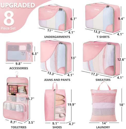 8 Set Packing Cubes for Travel, Gifts for Women Mom, Anti-Tearing Suitcase - Image 2