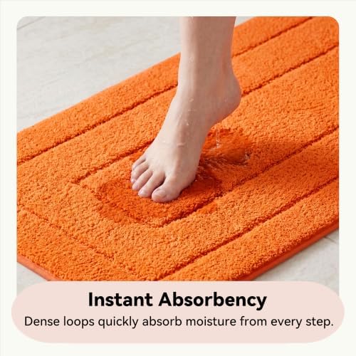 GRANNY SAYS Orange Bathroom Rug 24" x 48", Non-Slip Microfiber Bath Mat - Image 3