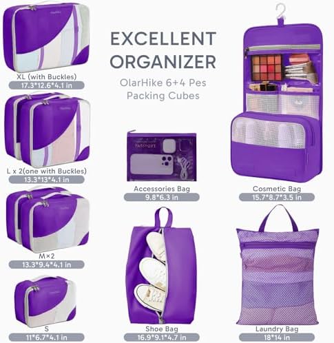 OlarHike 10 Set Packing Cubes for Travel, Gifts for Women Mom, Anti-Tearing - Image 2