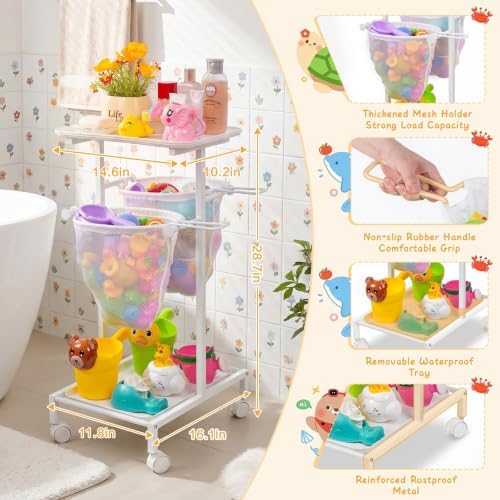 Bath Toy Storage Holder, Quick Drying Bathtub Toy Organizer - Image 2