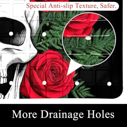 Shower Mat Non Slip 26.8 x 15.1 Inches, Skull Rose Bathtub Mat Shower Stall Mats - Image 2