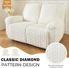 vctops 6 Pieces Geometric Jacquard Plush Recliner Loveseat Slipcovers Soft - Image 3