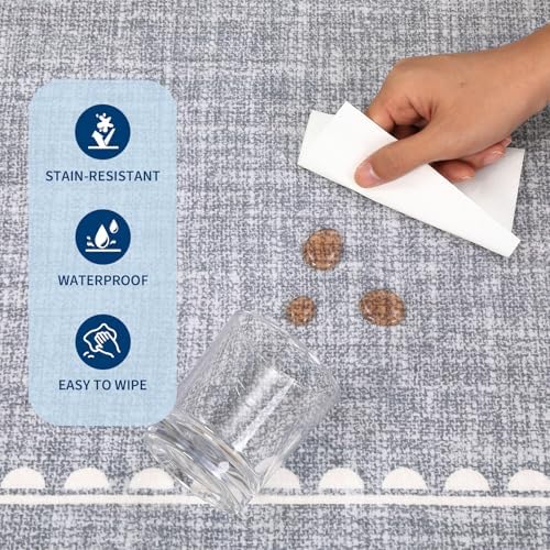 GarveeHome Scalloped Bow Rug 4x6 Washable Grey Rugs - Image 5