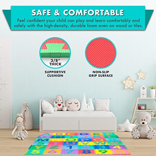 ProSource Kids Puzzle Alphabet, 36 Tiles and Edges Play Mat, Abc & 123 - Image 4