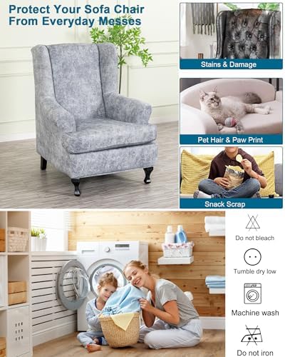 CRFATOP Wingback Chair Covers Stretch Armchair Slipcovers - Image 5