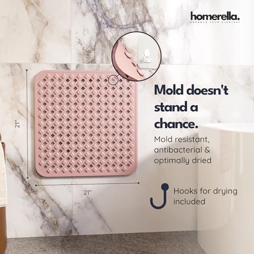 homerella Square Shower Mat Non Slip Anti Mold 21x21 Anti Slip Shower Mat - Image 3