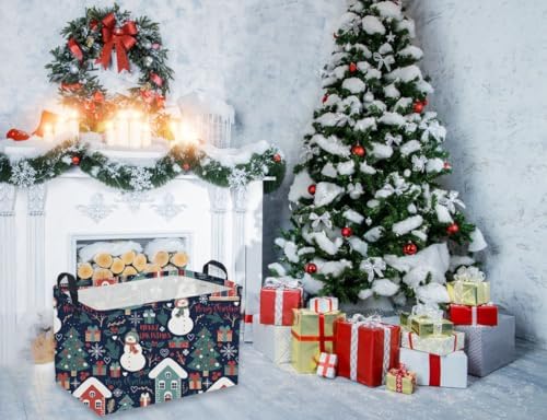 Rectangular Christmas Baskets, Snowman Basket Empty, Waterproof PE Coating Cute - Image 3