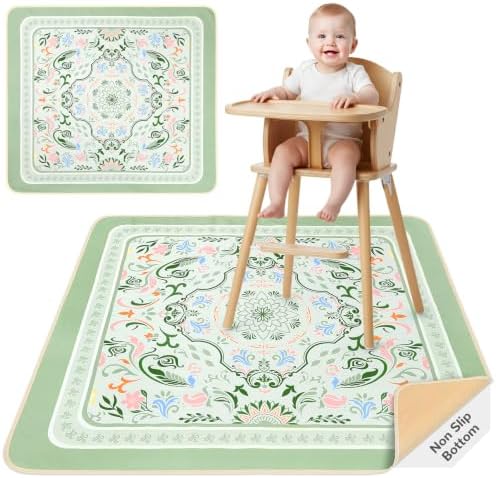 Splat Mat for Under High Chair Waterproof Non Slip Floor Mat for Baby by UnicornCastle