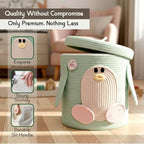 Storage Basket with Lid, Collapsible Woven Cotton Rope Basket, Penguin Design - Image 2