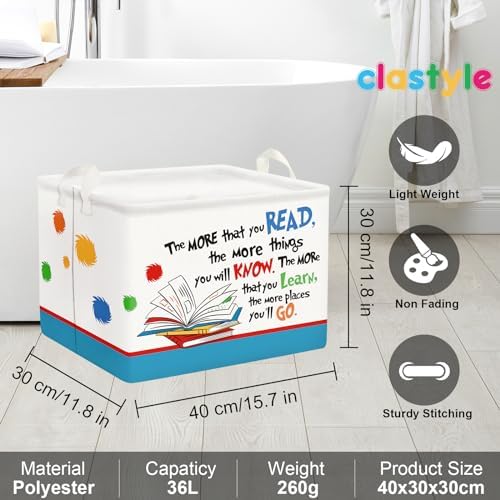 Clastyle Collapsible Back to School Reading Book Storage Basket Dr Quotes Book - Image 6