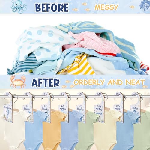 Baby Closet Dividers 8PCS, Under the Sea/Ocean Animal Theme Wooden Double-Sided - Image 3