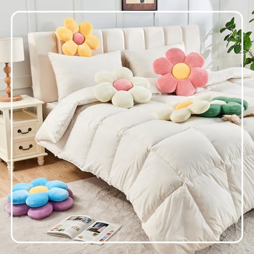 Kcvvcr White Pink Flower Pillow, 19.6" Cute Flower Shaped Floor Pillow - Image 6