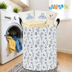 62L Blue Floral Butterfly Waterproof Laundry Hamper - Image 6