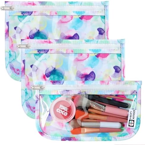 HIONXMGA Set of 3 Clear Travel Toiletry Bag, TSA Approved, Quart Size S/M/L by HIONXMGA
