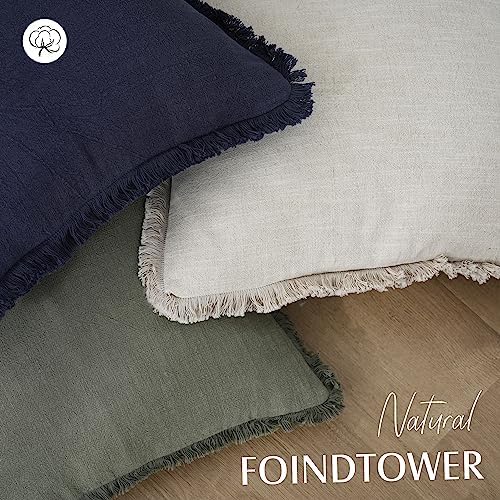 Foindtower Decorative Linen Fringe Throw Pillow Covers 16×16 Inch - Image 4