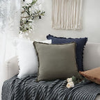 Foindtower Boho Linen Fringe Lumbar Throw Pillow Covers 12×24 Navy Blue - Image 5