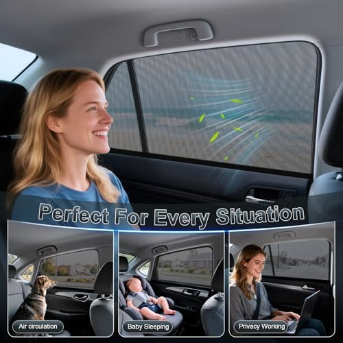 PEYOU Car Window Shades for Baby 2 Pack, Stretchable & Breathable Spandex Rear - Image 4