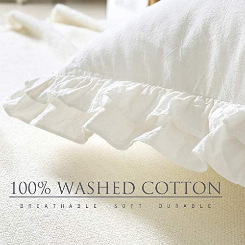 2 Pack Off White Ruffled Euro Shams Pillow Covers 26"x26" - Image 4