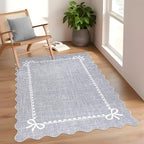 GarveeHome Scalloped Bow Rug 4x6 Washable Grey Rugs by GarveeHome
