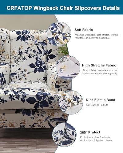 CRFATOP Wingback Chair Covers Stretch Armchair Slipcovers - Image 2