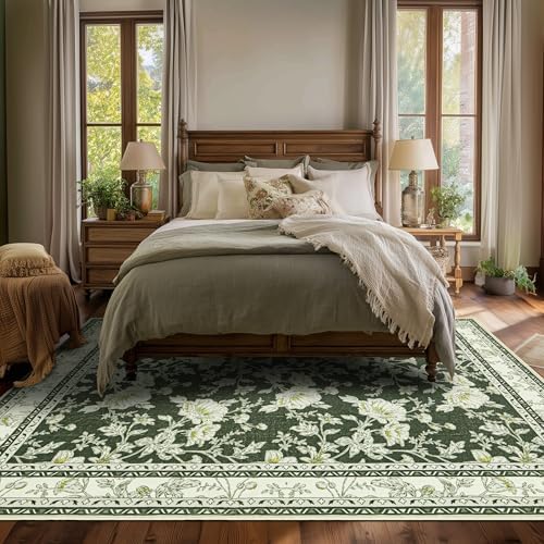 Oriental Dark Green Area Rugs 9x12 Washable Extra Large Carpet - Image 7