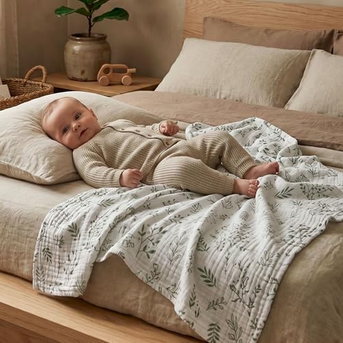 Muslin Swaddle Blankets for Newborn, 3 Pack Breathable Soft Receiving Blanket - Image 4