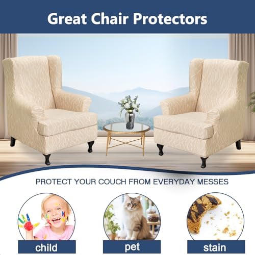 NILUOH Wingback Chair Covers 2-Piece, Armchair Slipcovers - Image 5