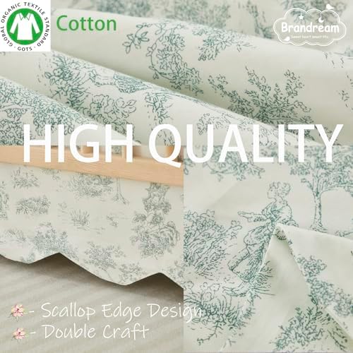 Brandream Scallop Edge Cotton Crib Skirt French Country Toile Toddler Bedskirt - Image 4