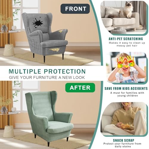NILUOH Wingback Chair Covers 2-Piece, Armchair Slipcovers - Image 5
