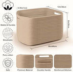 4 Pack Large Storage Baskets for Organizing, and Clothes, Cotton Rope Basket - Image 2