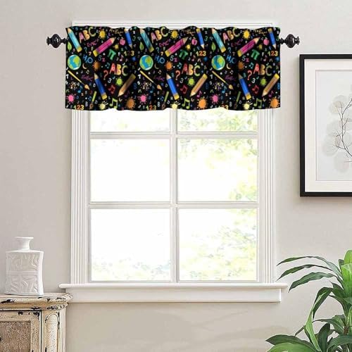 Alphabet Valances Curtains Colorful Stationery Learning Education Window - Image 5