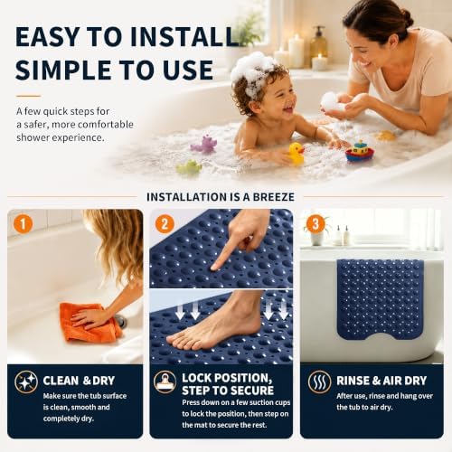 Yimobra Non Slip Bath Mat for Tub 40x16, Extra Long Bath Tub Mat - Image 4