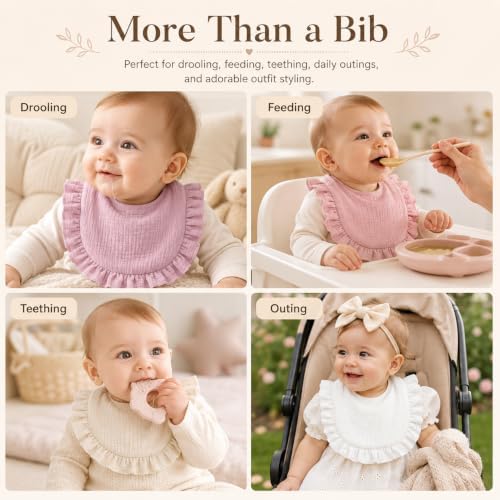 NISXABEBE Baby Muslin Bibs, Soft and Absorbent Cotton - Image 4