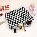 SOIDRAM 2 Pieces Black Makeup Bag Large Checkered Cosmetic Bag Capacity Canvas - Image 7