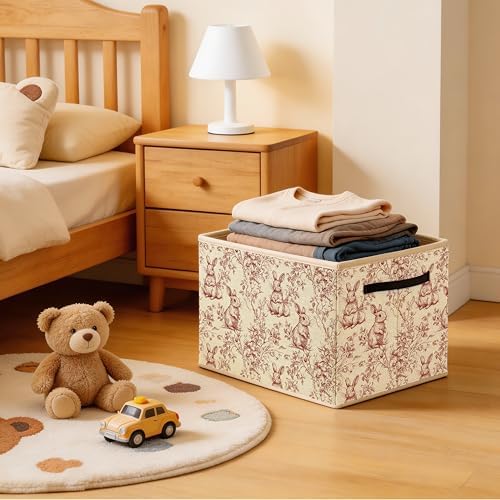Chinoiserie Rabbit Storage Bin, Toy Book Clothes Organizer, Easter Bunny - Image 4