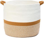 Blanket Basket for Living Room, Woven Rope Storage Basket by KODOMOORE