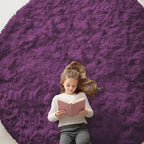 OLANLY Dark Purple Round Rugs for Bedroom by OLANLY