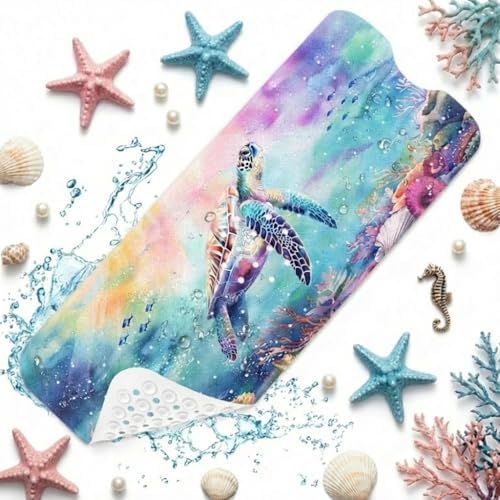 Bathtub Shower Mat 40X16 Inch, for Toddler, Sea Coral by Culudea