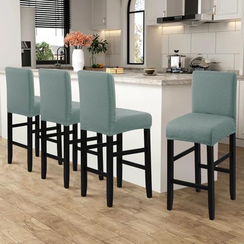 Fuloon Waterproof Barstool Covers Chair Slipcovers, Dark Green, 4 Pack - Image 2