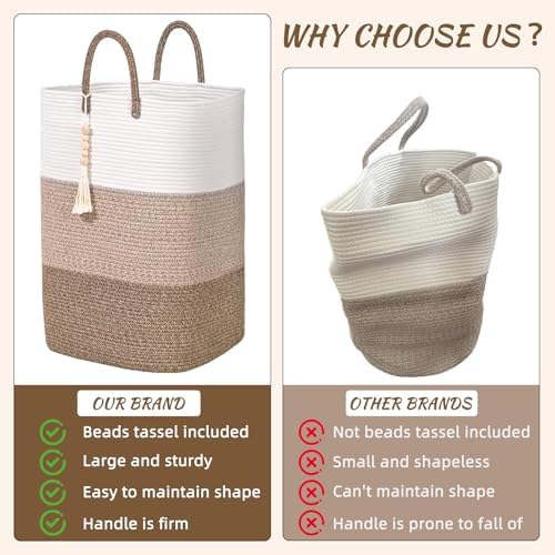 Woven Laundry Basket for Clothes, 100 L Large Rectangle Laundry Hampers - Image 3