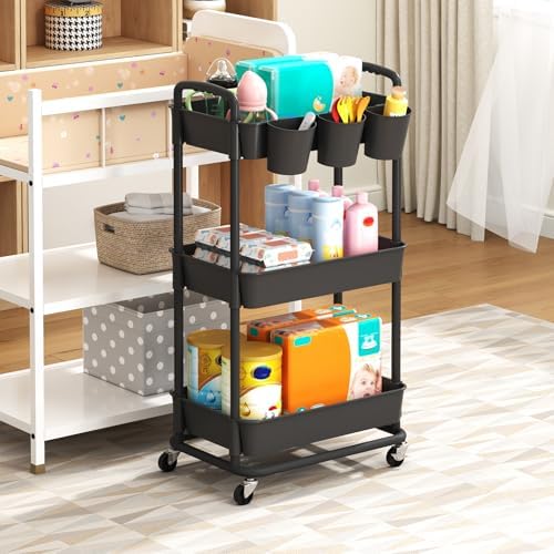 Baby Diaper Caddy, Locking Rolling Cart - Image 4