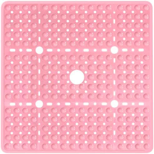 Large Square Shower Mat Bathtub Bath Mat Non Slip Pink 27"x27" by NaolotureHome
