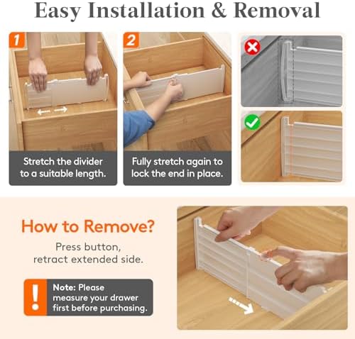 Lifewit 6" Tall Drawer Dividers, Adjustable Deep Drawer Organizer Clothes - Image 6