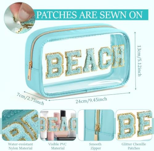 4 Pcs Beach Toiletry Bag Clear Chenille Letter Pouch Diaper Bag Organizer - Image 2