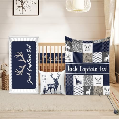 Custom Deer Crib Bedding Set for Boys Gifts Woodland Design Color03 by Duckbe