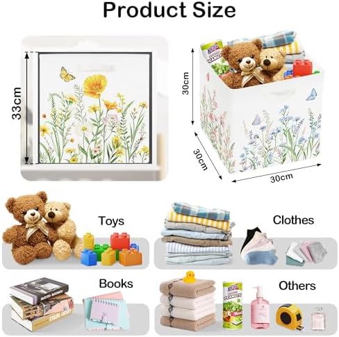 11.8" Wild Flower Storage Cube Organizer Set 3Pcs Clothes Storage Basket Bin - Image 2