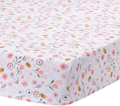 Lambs & Ivy Little Garden 3-Piece Embroidered Floral Baby Crib Bedding Set - Image 5