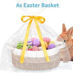 ABenkle Small Basket with Handles, Boho Decorative Rope Woven Dog Cat Toy - Image 3