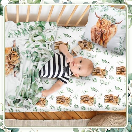 HunnmingRe Highland Cow Baby Crib Bedding Set - Image 5